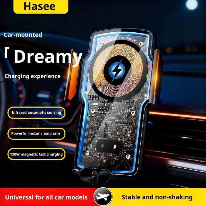 car accessories interior mounts phone holder support for cell phone bracket 15w wireless charging Transparent Technology Style