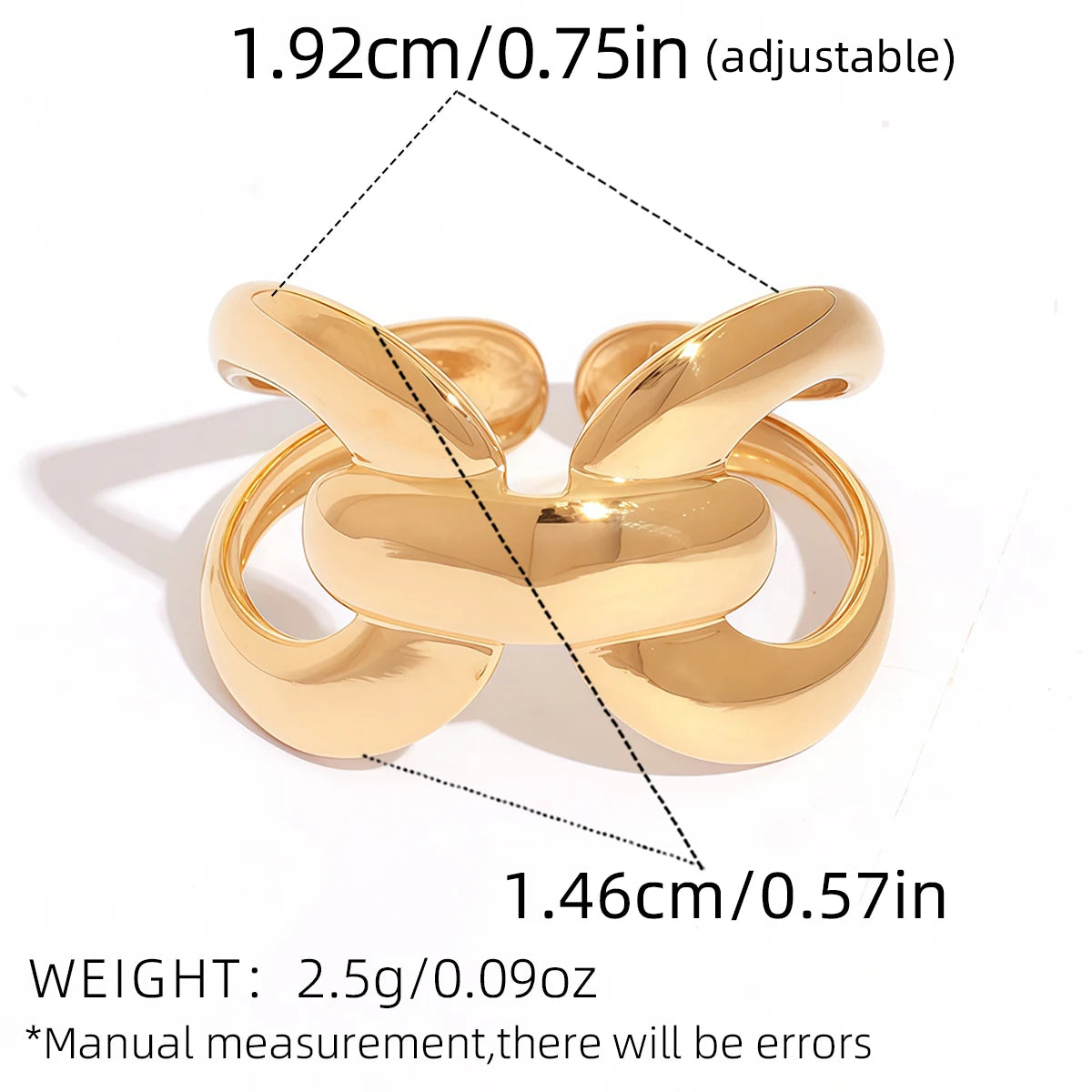 Stainless Steel Statement Ring New Design Metalic Texture 18 K Plated Finger Ring Waterproof Jewelry Bagues Pour Femme