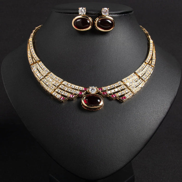 2 Piece Jewellery Set Exquisite Luxury Ladies Necklace Earrings Dress Party Wedding Bridal Hundred Stunning Accessories M-371