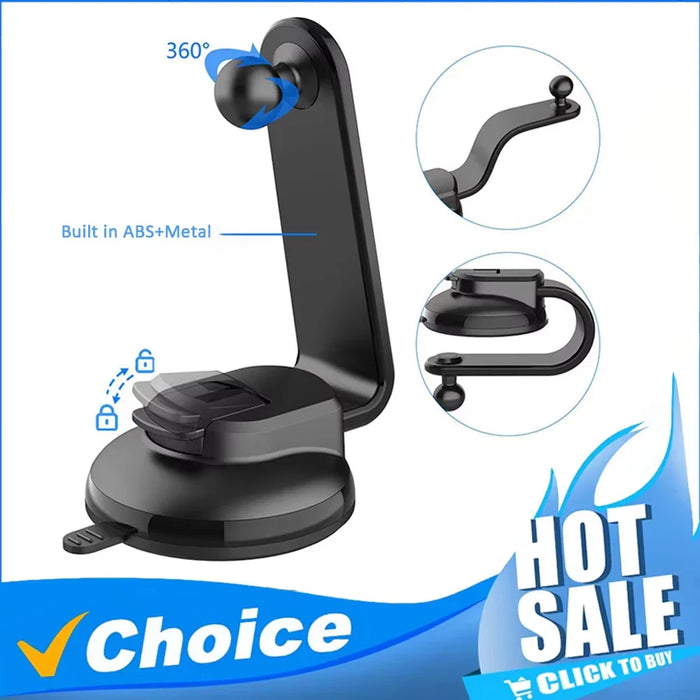Accessories: Suction Cup Car Phone Bracket - 17mm Universal Ball, Telescopic Arm & Foldable
