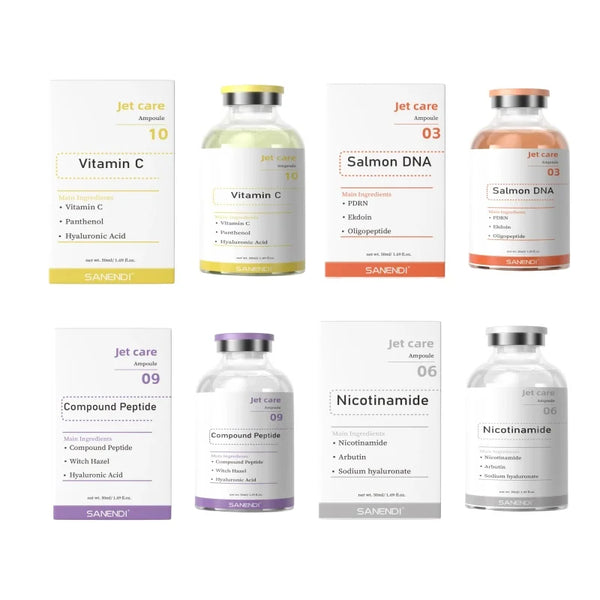 Facial Stem Cells Serum Salmon+VC+Peptide +Nicotinamide Oxygen Spray Dermapen 4 Different Booster Ampule Kit Jet Care Peeling