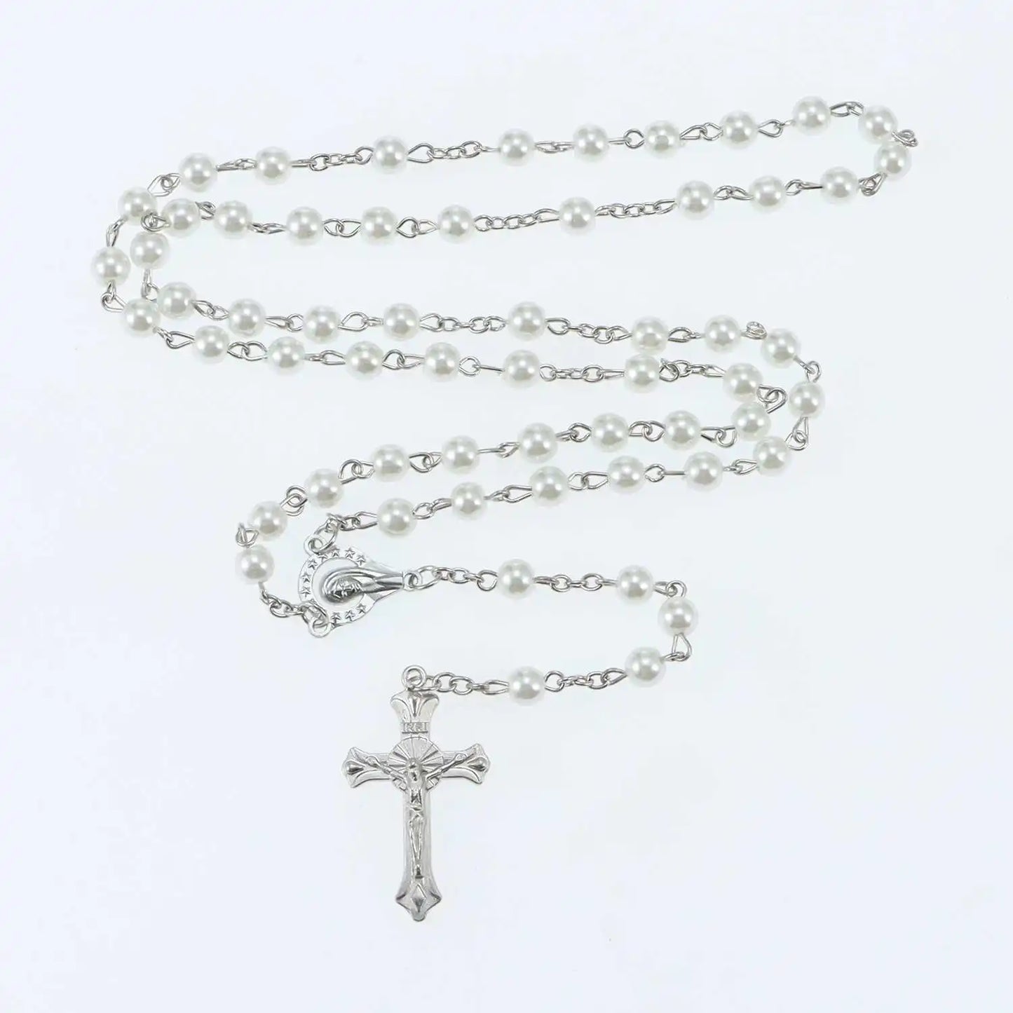 Fashion Vintage Cross Necklace Rosary Beads Chain Jesus Crucifix Virgin Mary Pendant Chain Jewelry Necklace
