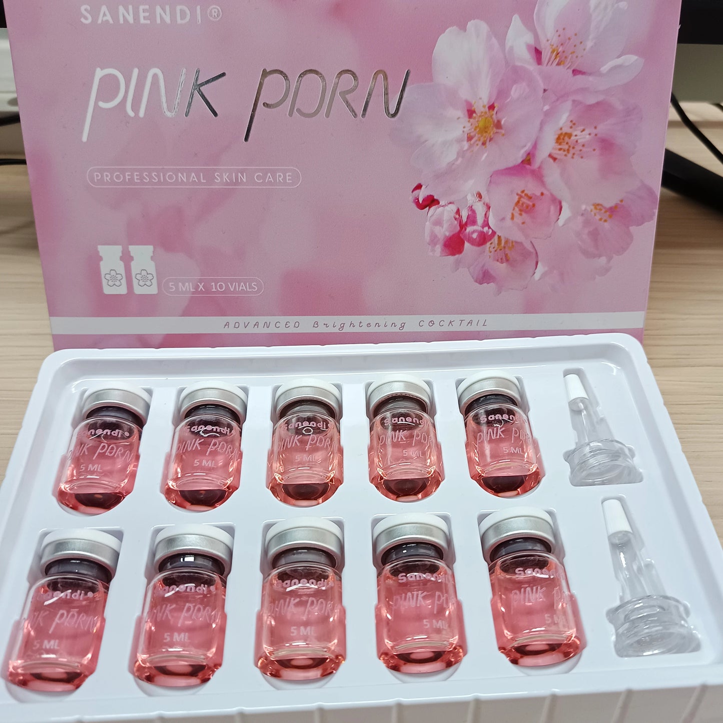 2026 SANENDI Pink PDRN Serum Cocktail Face Care Essence Hydrating Liquid Solution Korean Skin Care Glow Recipe 5ml*10 vials
