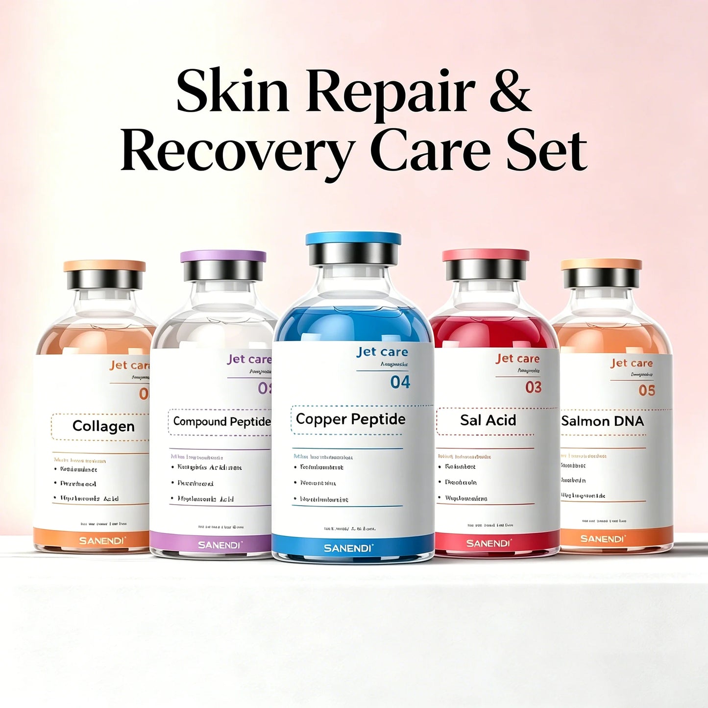 Wholesale Salmon DNA PDRN Face Serum AOxygen Spray Der.pen Kit Jet peeling Beauty Salon Korean Skin Care 5 10 Bottles Seti