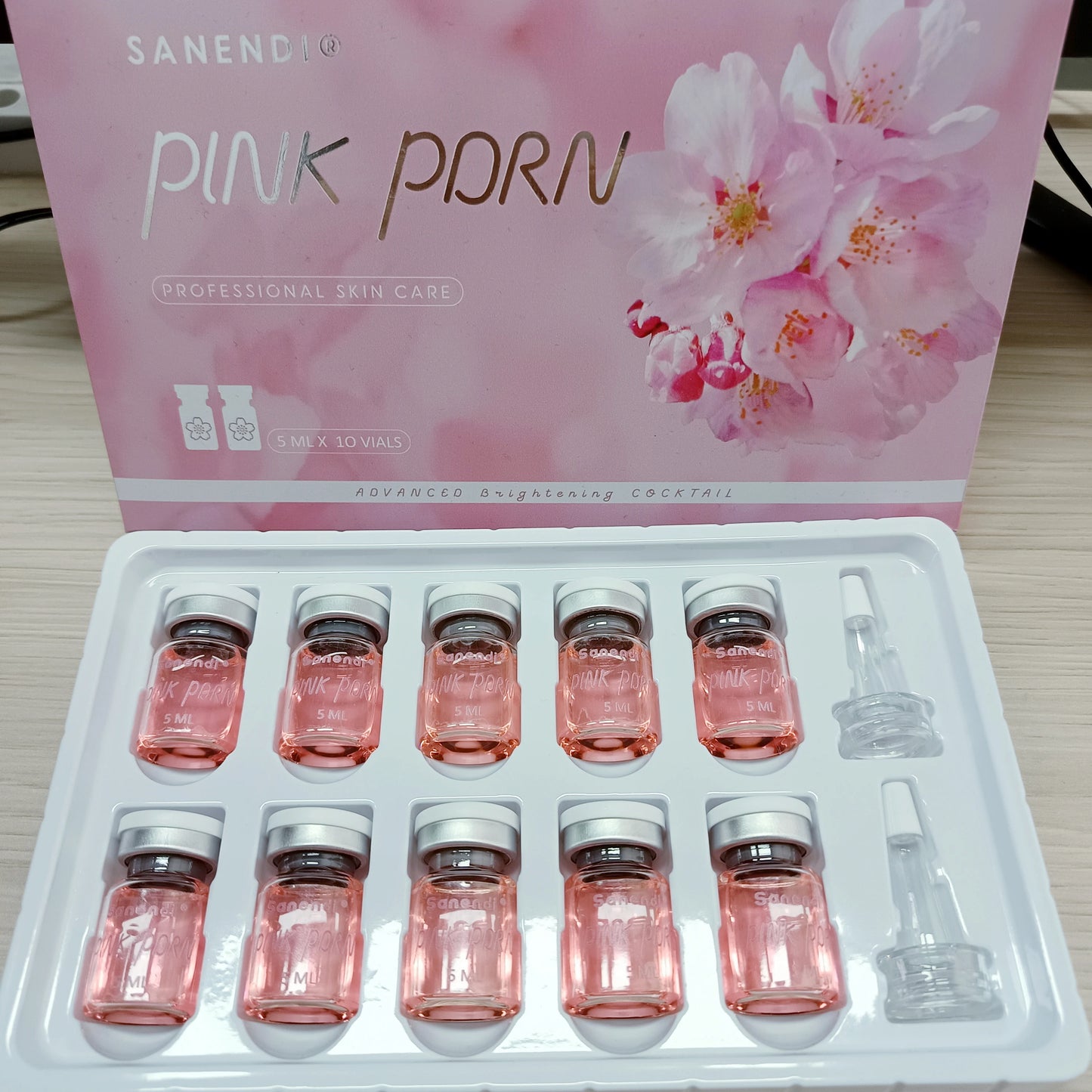 2026 SANENDI Pink PDRN Serum Cocktail Face Care Essence Hydrating Liquid Solution Korean Skin Care Glow Recipe 5ml*10 vials