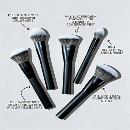 5-piece facial makeup brush set: foundation brush, powder brush, blush brush, concealer brush, contour brush, blending brush. High-end makeup brushes with oil-coated handles for a comfortable feel. Professional-grade makeup t