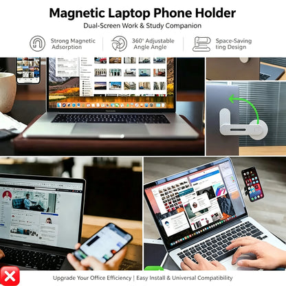 2026 Magnetic Laptop Phone Holder Computer Monitor Side Cell Phone Slim& Foldable For iPhone 14 13 12 Series Case and All Phone