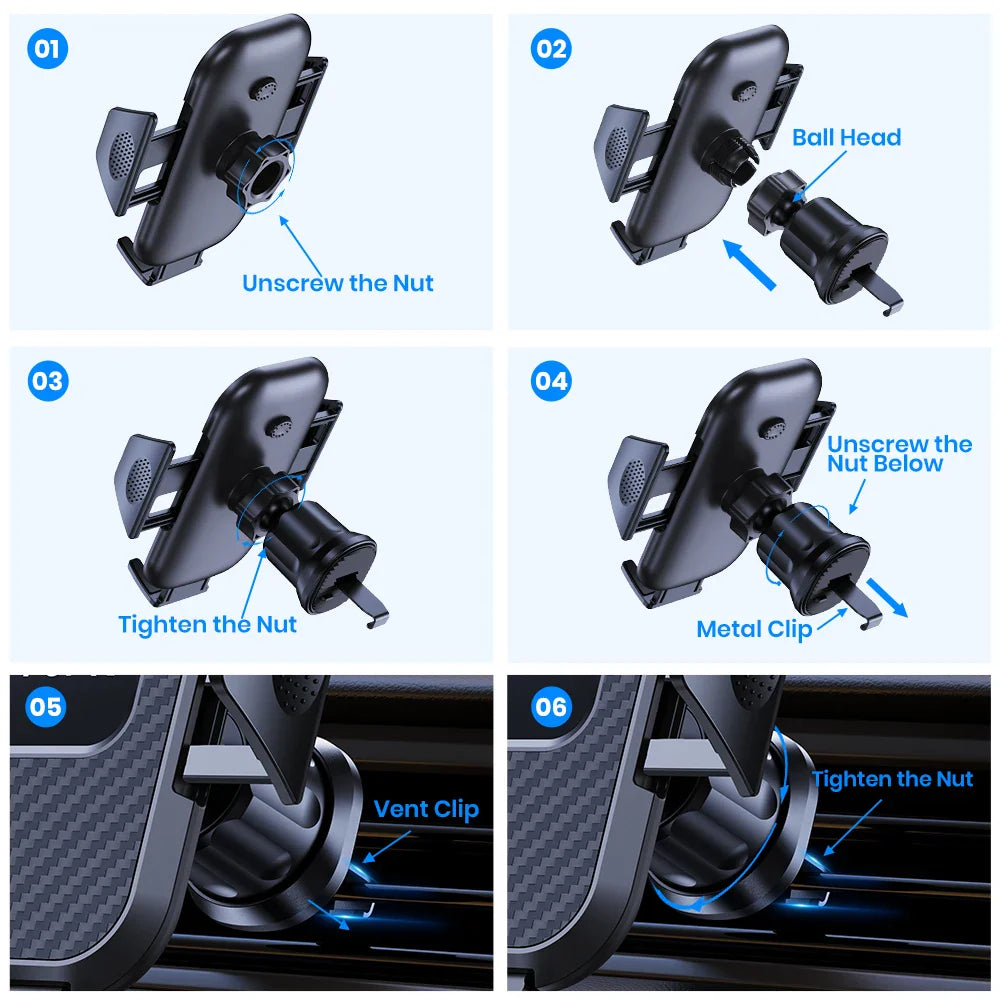 Car Phone Holder Mount,TOPK Upgrade Auto Locking Universal Phone Stand Holder with Hook Clip for Car Air Vent for iPhone Samsun