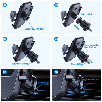 Car Phone Holder Mount,TOPK Upgrade Auto Locking Universal Phone Stand Holder with Hook Clip for Car Air Vent for iPhone Samsun