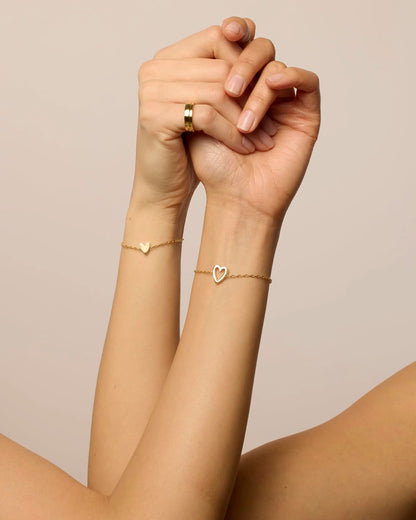 Couple Heart Pendant Single Stone Bracelet Set | Adjustable Valentine's Day Love Friendship Double Hand Chain Combination Set