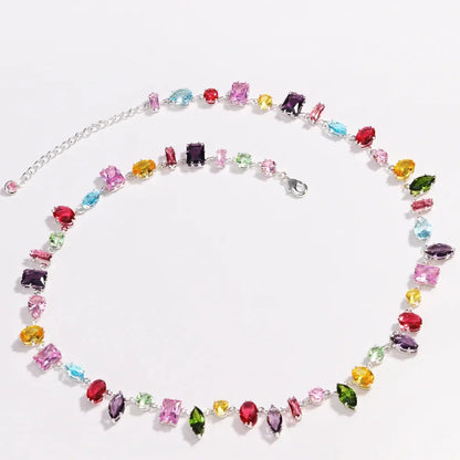 Brand 18K Gold Plated New Luxury Colourful Crystal Zircon Necklace For Women Fashion Party Jewelry Accessories Ladies Jewellery