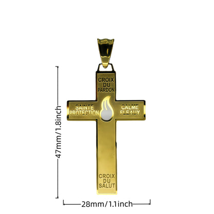 316L Stainless Steel Our Lady of Good Guard Medal Necklace With Chain Marie Julie Jahenny Cross of Forgiveness Protection Charm