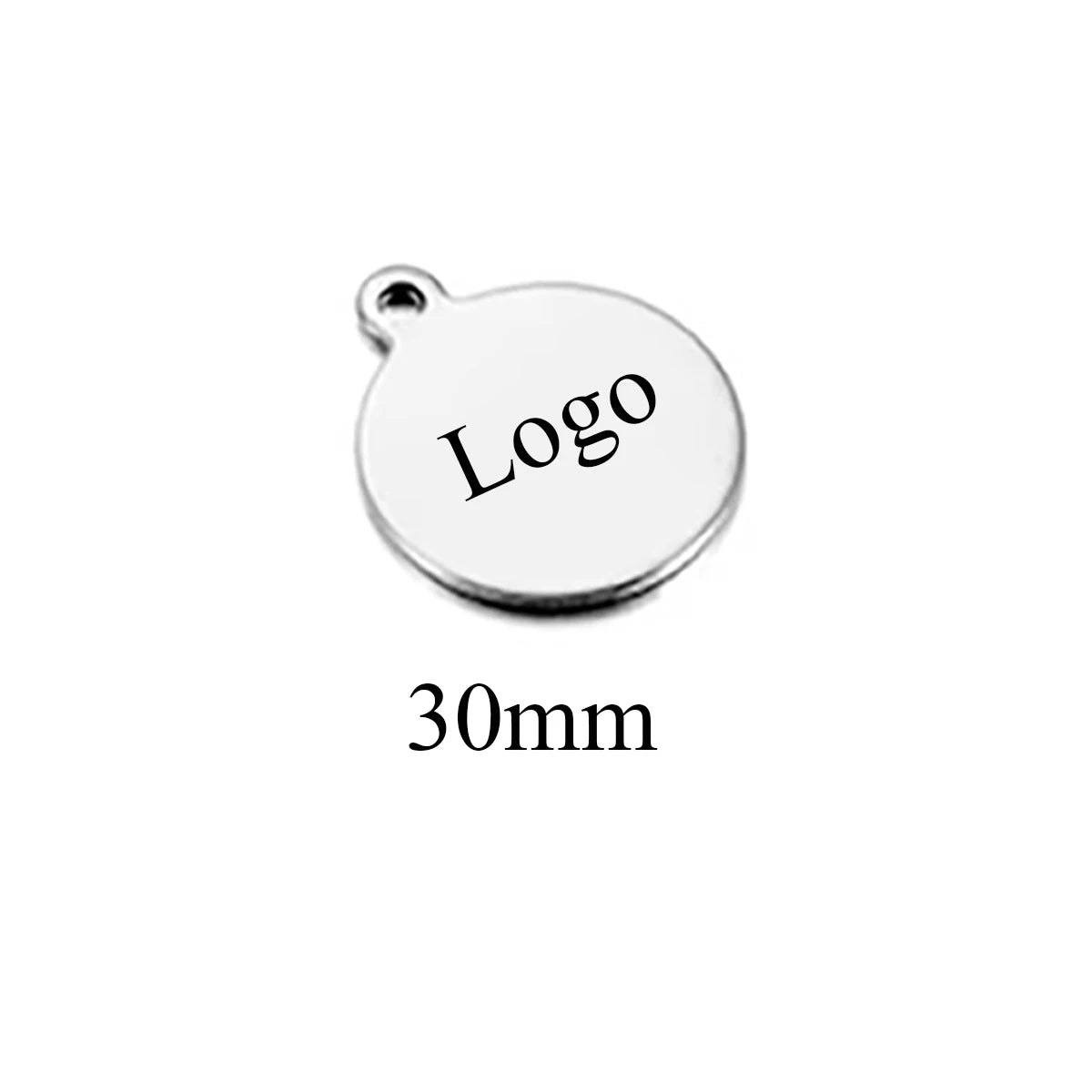 10-50pcs Stainless Steel Circle Round Tag Laser Engraved Logo Name Tail Chain Label for DIY Customize Jewelry Making