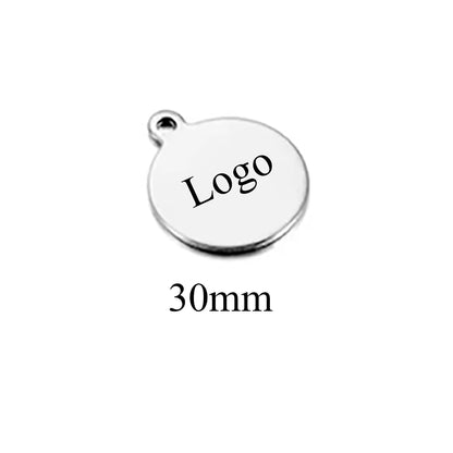10-50pcs Stainless Steel Circle Round Tag Laser Engraved Logo Name Tail Chain Label for DIY Customize Jewelry Making
