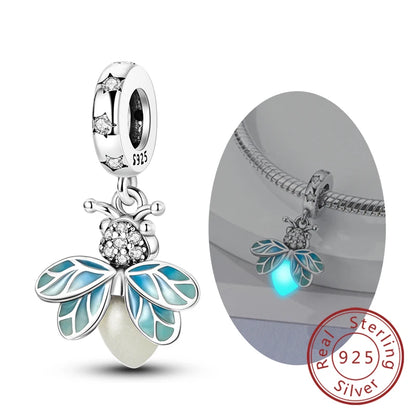 Hot 925 Sterling Silver Charm Beads Butterfly Dragonfly Firefly Charms Fit Original Bracelets DIY Jewelry For Women Gift