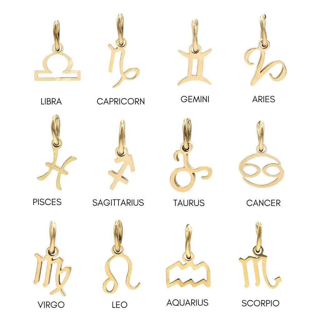 10PCS Stainless Steel Star Zodiac Sign 12 Constellation Pendant Accessories for Necklace Women Man Jewelry Gifts Wholesale