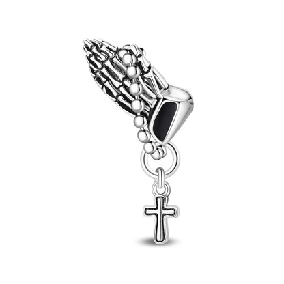 Original 925 Sterling Silver Charm Beads Classic Cross Bible Guardian Angel Charms Pendants For Bracelet DIY Birthday Jewelry