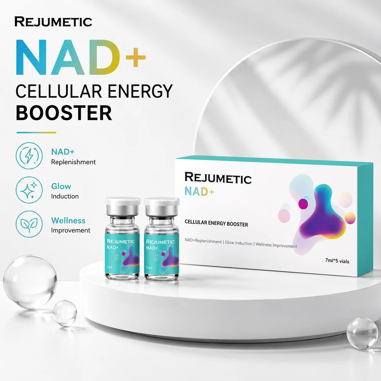 Rejumetic NAD+ Skin Booster 2026 New Moisturezing Hydrating Liquid Solution Home Care Salon Beauty Product 7mlx5vial
