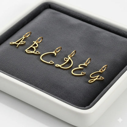 St-Delan Gold Plated Cursive Heart Initial Charms A-Z Script Alphabet Pendants for DIY Jewelry Making