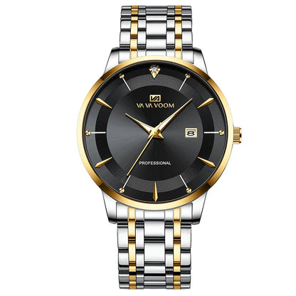 UTHAI Men's Watch Fashion Trend Calendar Waterproof Night Light Business Stainless Steel Strap Quartz Watch Clock Gift