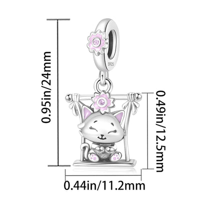 2025 New Silver Plated Elephant, Wombat, Kitten, Bear Dangle Charm Fit Pan Bracelet Bead DIY Women Cute Pet Serise Jewelry Gift