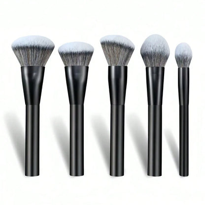 5-piece facial makeup brush set: foundation brush, powder brush, blush brush, concealer brush, contour brush, blending brush. High-end makeup brushes with oil-coated handles for a comfortable feel. Professional-grade makeup t