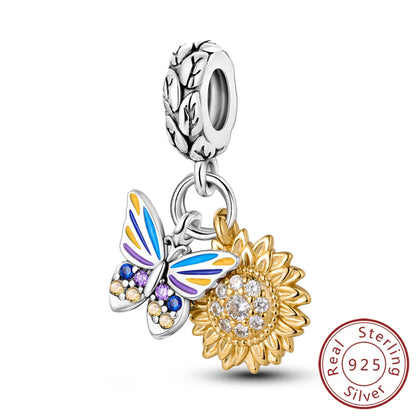 Hot 925 Sterling Silver Charm Beads Butterfly Dragonfly Firefly Charms Fit Original Bracelets DIY Jewelry For Women Gift