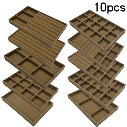 1PC, Flocking Jewelry Box Jewelry Tray, Color: Brown