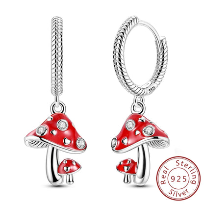 Hoop Earrings New Original 925 Sterling Silver Sweet Heart Bow Round Zircon Studs Drop Earrings For Women Girl Fine Jewelry
