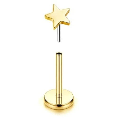 Bobisty 20G Flat Back Studs Earrings for Women Men 14K Gold Plated Push-in Cartilage Helix Tragus Nose Piercing Jewelry