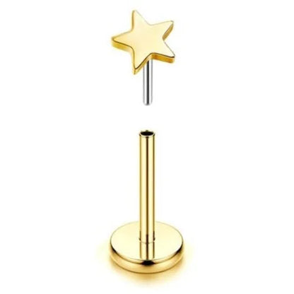 Bobisty 20G Flat Back Studs Earrings for Women Men 14K Gold Plated Push-in Cartilage Helix Tragus Nose Piercing Jewelry