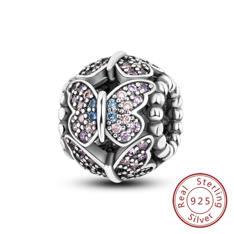 Hot 925 Sterling Silver Charm Beads Butterfly Dragonfly Firefly Charms Fit Original Bracelets DIY Jewelry For Women Gift