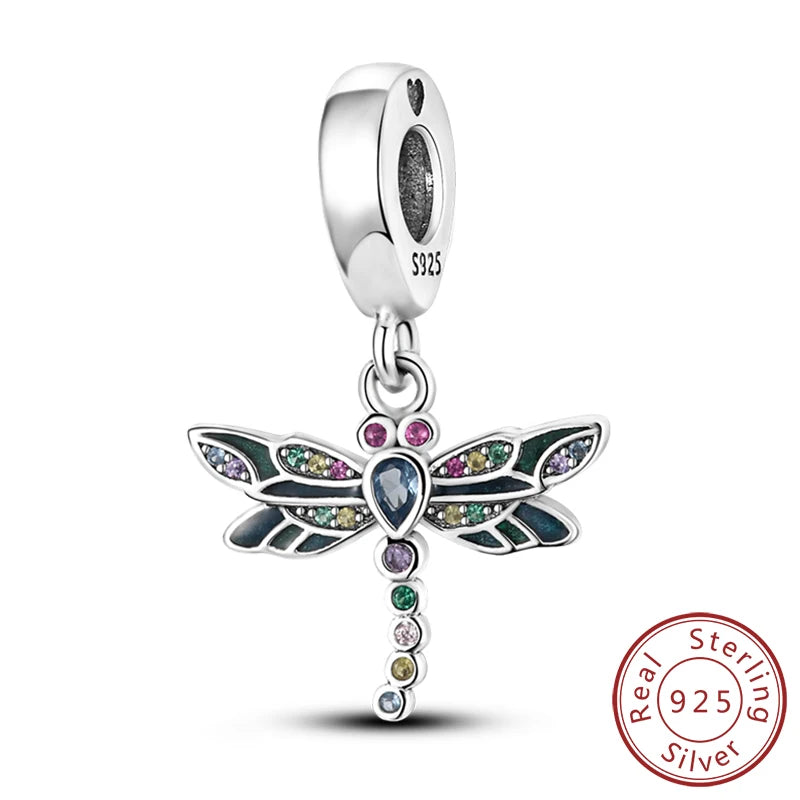 Hot 925 Sterling Silver Charm Beads Butterfly Dragonfly Firefly Charms Fit Original Bracelets DIY Jewelry For Women Gift