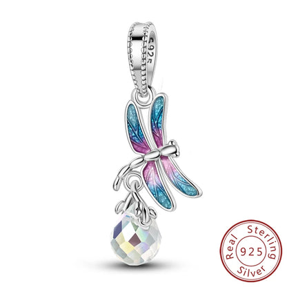 Hot 925 Sterling Silver Charm Beads Butterfly Dragonfly Firefly Charms Fit Original Bracelets DIY Jewelry For Women Gift