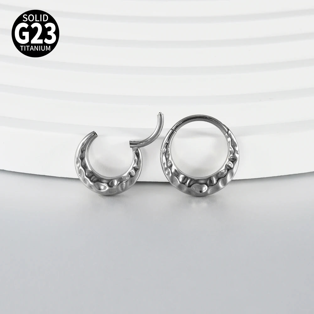 1/2/5PCS Punk Titanium Concave&Convex Crater Moon Septum Piercing Clicker Nose Rings 16G Segment Cartilage Daith Hoop Earring