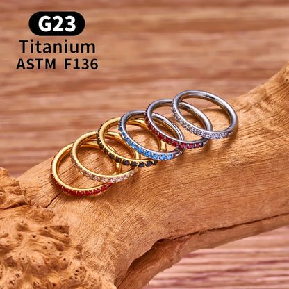 1/10PCS ASTM F136 Titanium Nose Ring 16/18G CZ Hinged Septum Clicker Hoop Tragus Daith Cartilage Helix Ear Piercing Body Jewelry