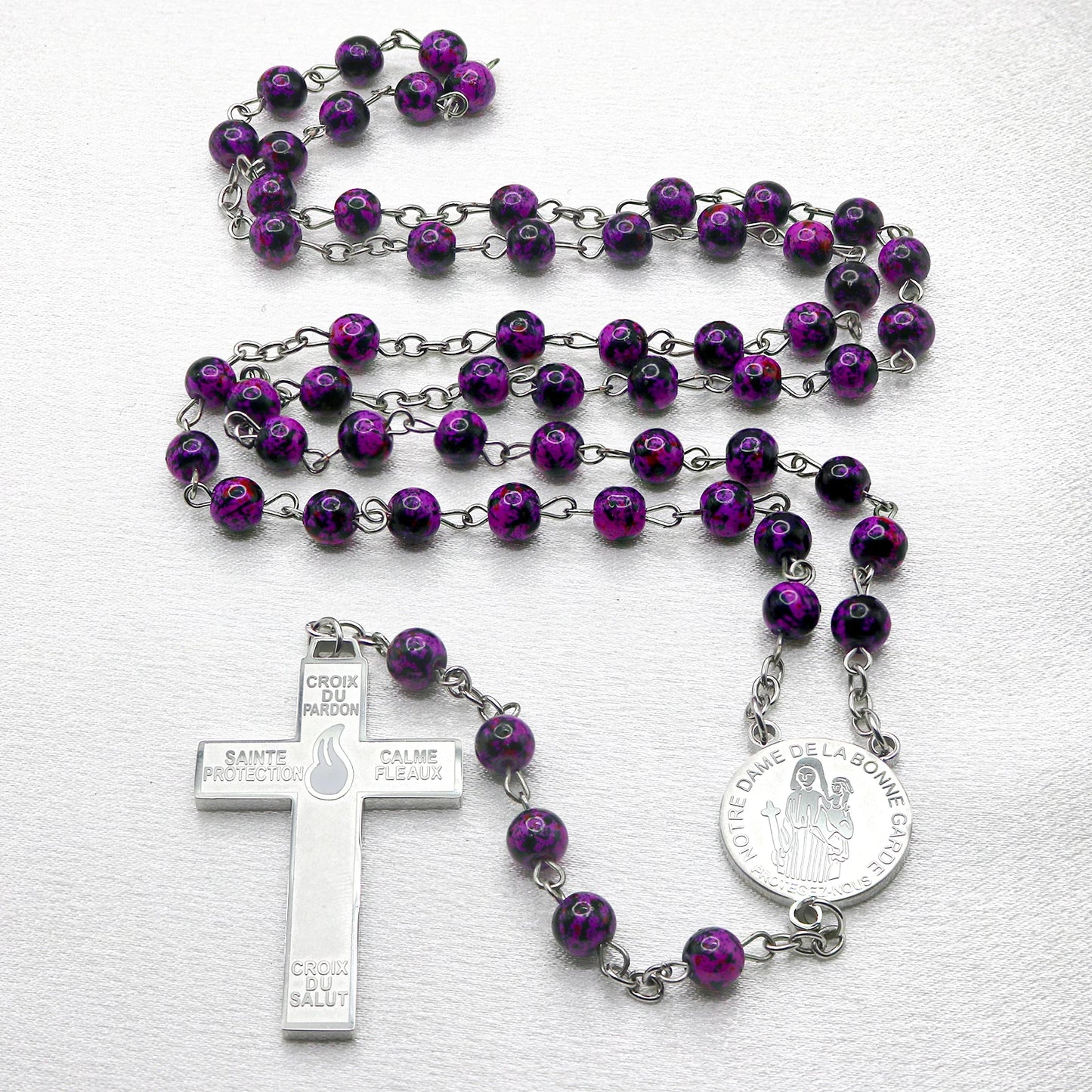 316L Stainless Steel Our Lady of Good Guard Medal Necklace With Chain Marie Julie Jahenny Cross of Forgiveness Protection Charm