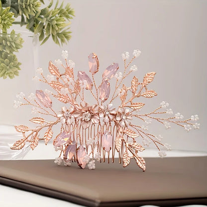 Golden Crystal Pearl Hair Comb Headband Hairband For Women Party Bridal Wedding Hair Accessories Jewelry Comb Headband Hairband