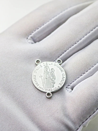 316L Stainless Steel Our Lady of Good Guard Medal Necklace With Chain Marie Julie Jahenny Cross of Forgiveness Protection Charm