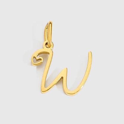 St-Delan Gold Plated Cursive Heart Initial Charms A-Z Script Alphabet Pendants for DIY Jewelry Making