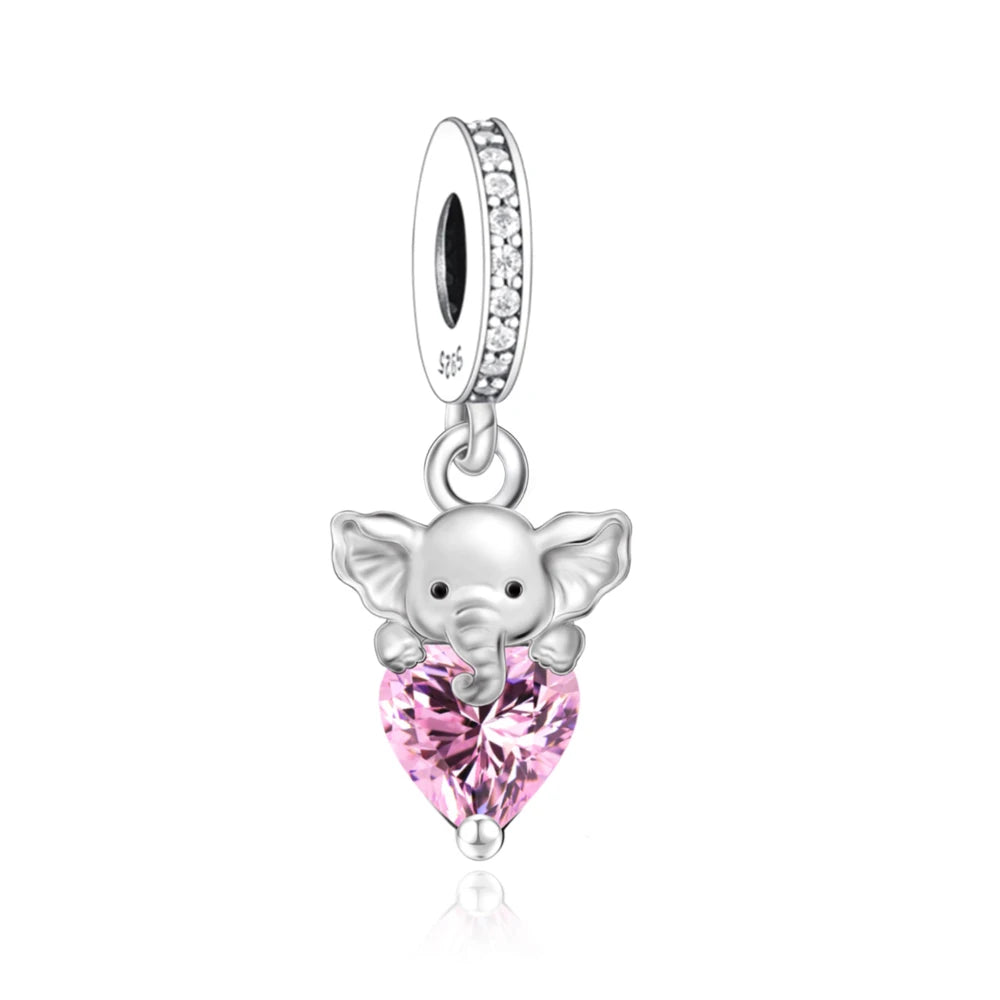 2025 New Silver Plated Elephant, Wombat, Kitten, Bear Dangle Charm Fit Pan Bracelet Bead DIY Women Cute Pet Serise Jewelry Gift