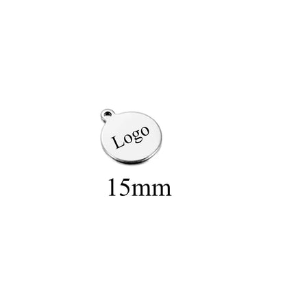 10-50pcs Stainless Steel Circle Round Tag Laser Engraved Logo Name Tail Chain Label for DIY Customize Jewelry Making