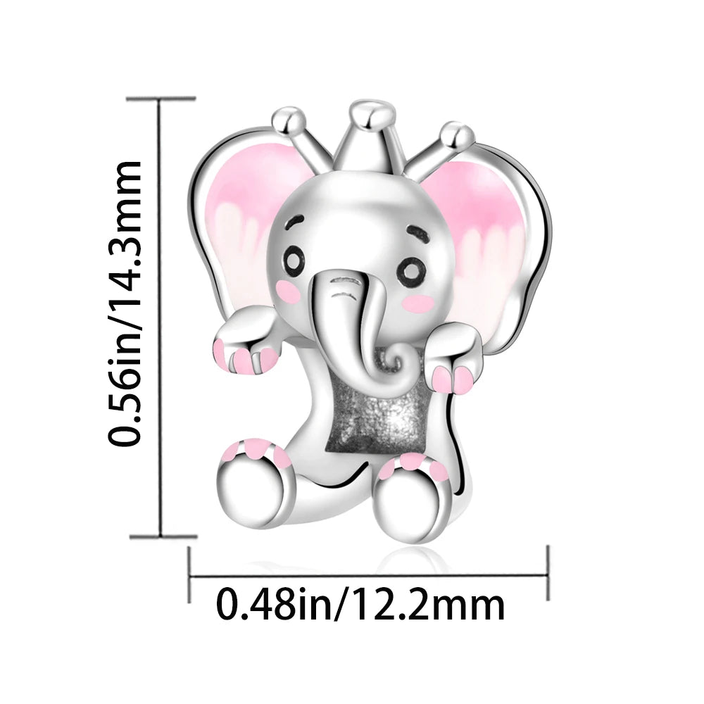 2025 New Silver Plated Elephant, Wombat, Kitten, Bear Dangle Charm Fit Pan Bracelet Bead DIY Women Cute Pet Serise Jewelry Gift
