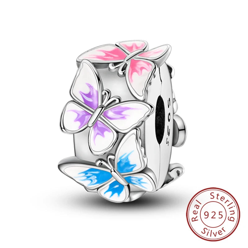 Hot 925 Sterling Silver Charm Beads Butterfly Dragonfly Firefly Charms Fit Original Bracelets DIY Jewelry For Women Gift