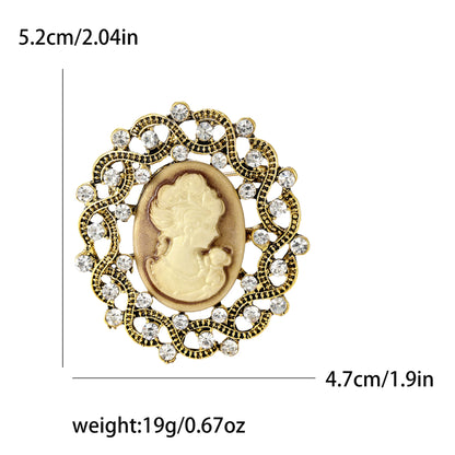 Beaut&Berry Vintage Beauty Head Brooches for Women Unisex Queen Face Pins Friends Party New Gifts Banquet Jewellery Accessories