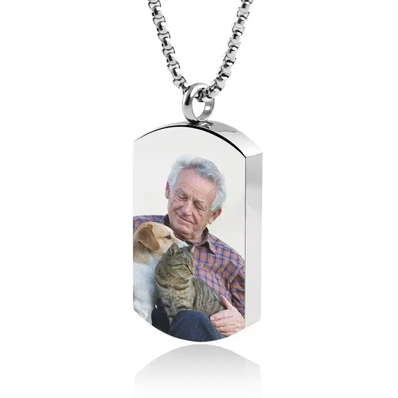 Personalized Photo Heart Urn Necklace for Ashes Cremation Urns Custom Picture Engraved Necklace Keepsake Text Memorial Jewelry
