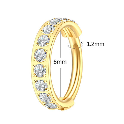1/5PCS Titanium Nose Ring Clicker Ear Cartilage Tragus Helix Daith Round Earrings Hoops CZ 16G Hinged Segment Piercings Jewelry