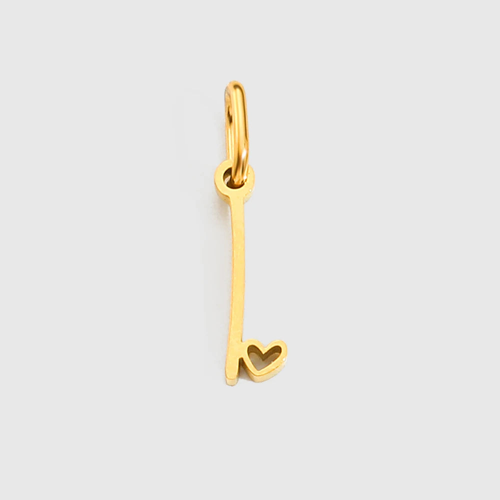 St-Delan Gold Plated Cursive Heart Initial Charms A-Z Script Alphabet Pendants for DIY Jewelry Making