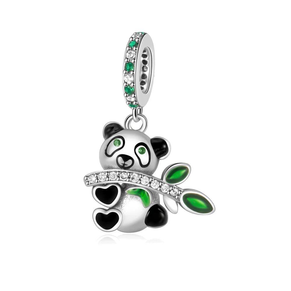 2025 New Silver Plated Elephant, Wombat, Kitten, Bear Dangle Charm Fit Pan Bracelet Bead DIY Women Cute Pet Serise Jewelry Gift