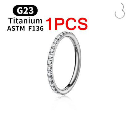 1/10PCS ASTM F136 Titanium Nose Ring 16/18G CZ Hinged Septum Clicker Hoop Tragus Daith Cartilage Helix Ear Piercing Body Jewelry